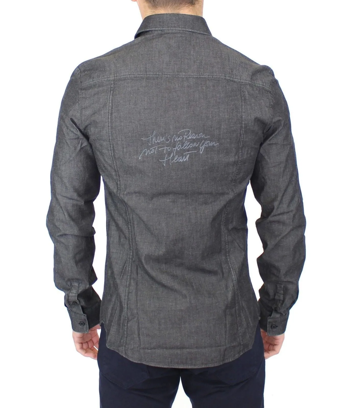 Gray Stretch Denim Jeans Cotton Casual Shirt