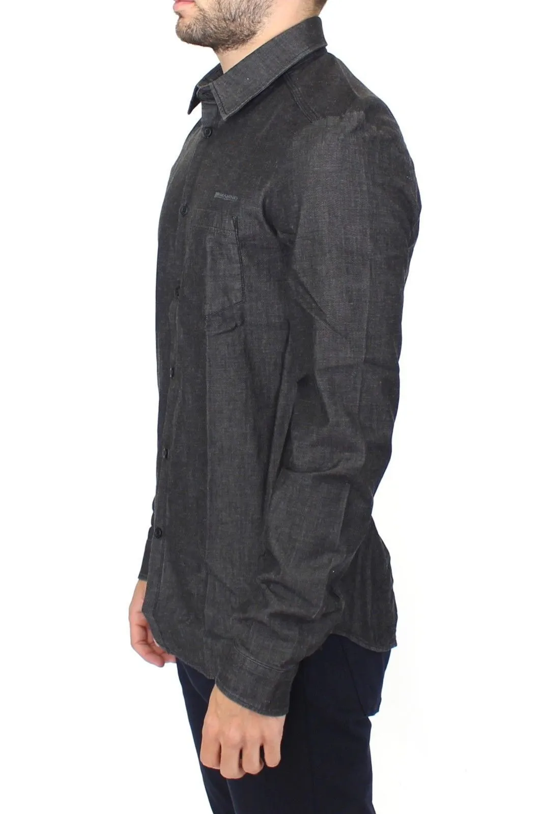 Gray Stretch Denim Jeans Cotton Casual Shirt