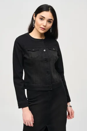 Joseph Ribkoff Black Long Sleeve Fitted Denim Jean Jacket 243935