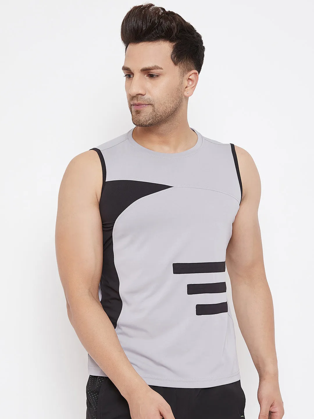 JUMP USA Men Blue & White Striped Active Wear T-shirt