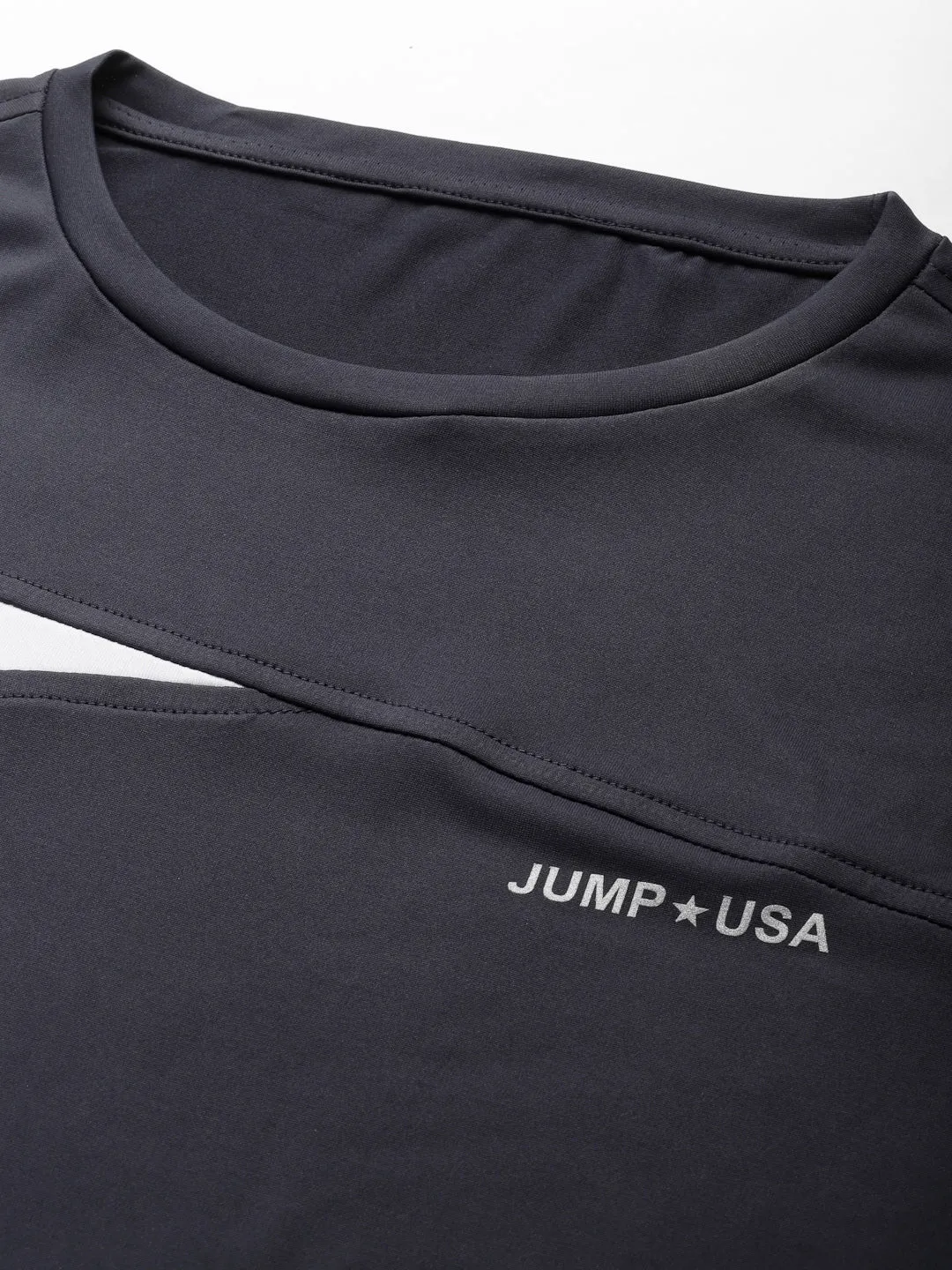 JUMP USA Men Blue & White Striped Active Wear T-shirt
