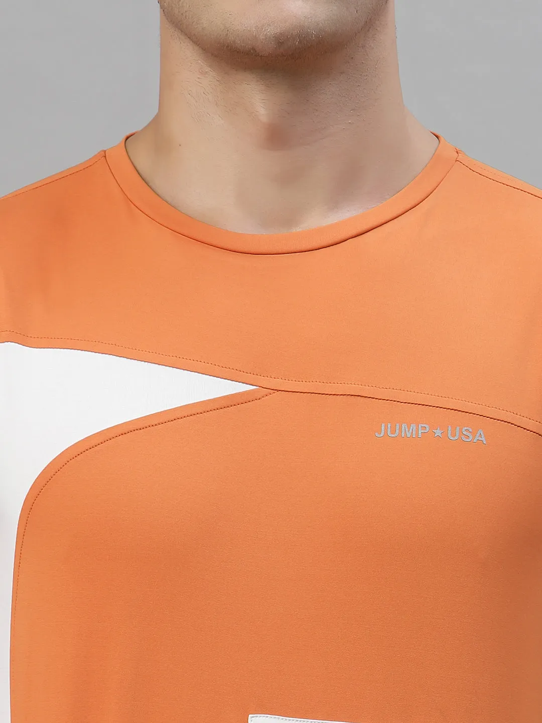 JUMP USA Men Blue & White Striped Active Wear T-shirt