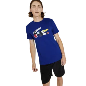 LACOSTE | BIG CCROCODILE PRINT COTTON T-SHIRT COSMIC