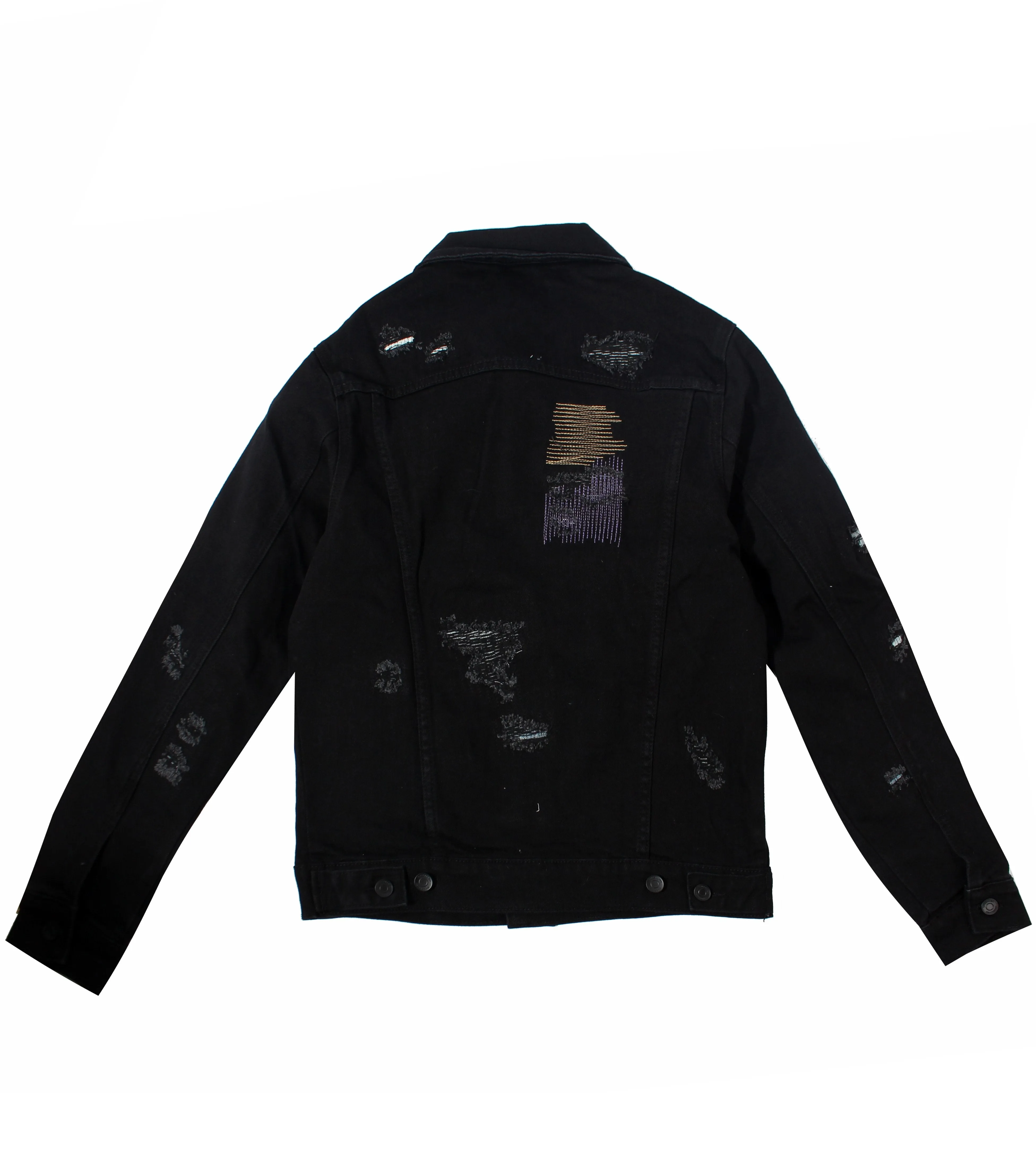 Luke Denim Jacket - Black Distressed