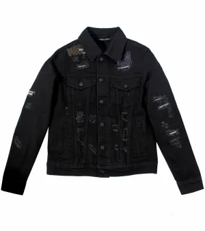 Luke Denim Jacket - Black Distressed