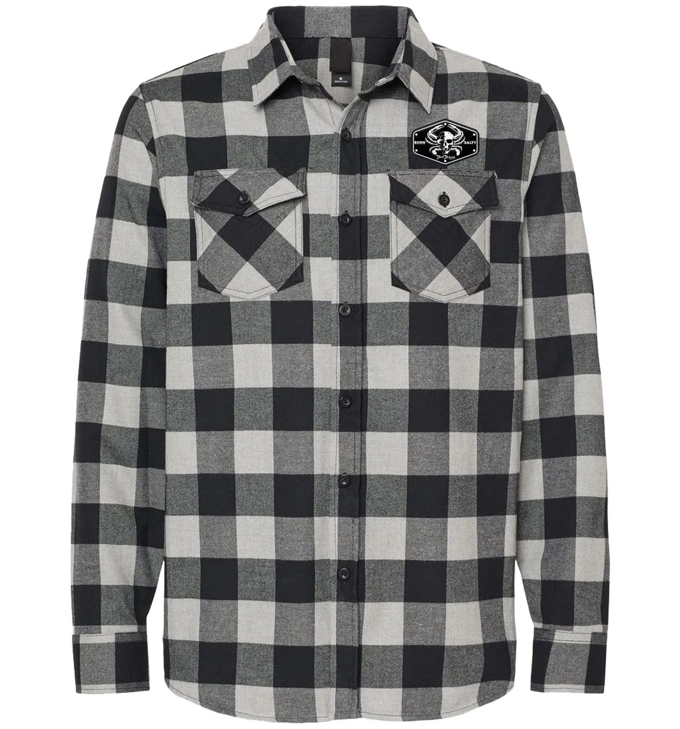 Men’s Born Salty Skull Crab Flannel Shirt