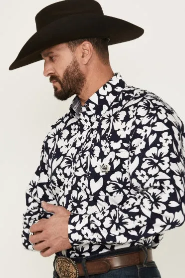 Men's Cinch Navy Floral Long Sleeve Western Shirt