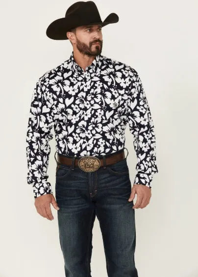 Men's Cinch Navy Floral Long Sleeve Western Shirt