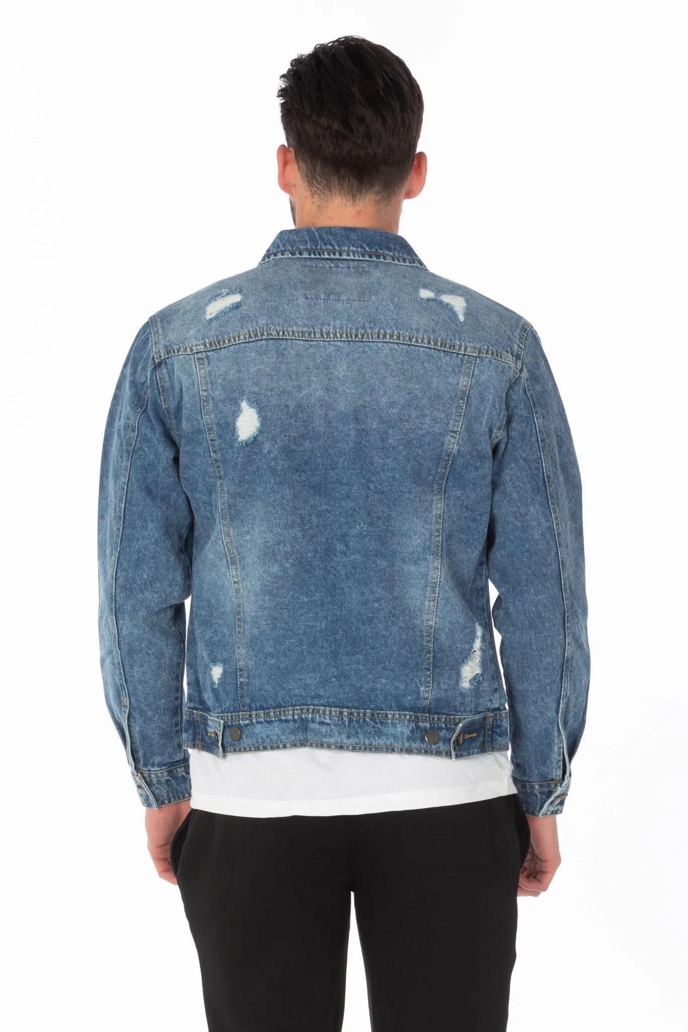 Men's Denim Jacket with Distressed