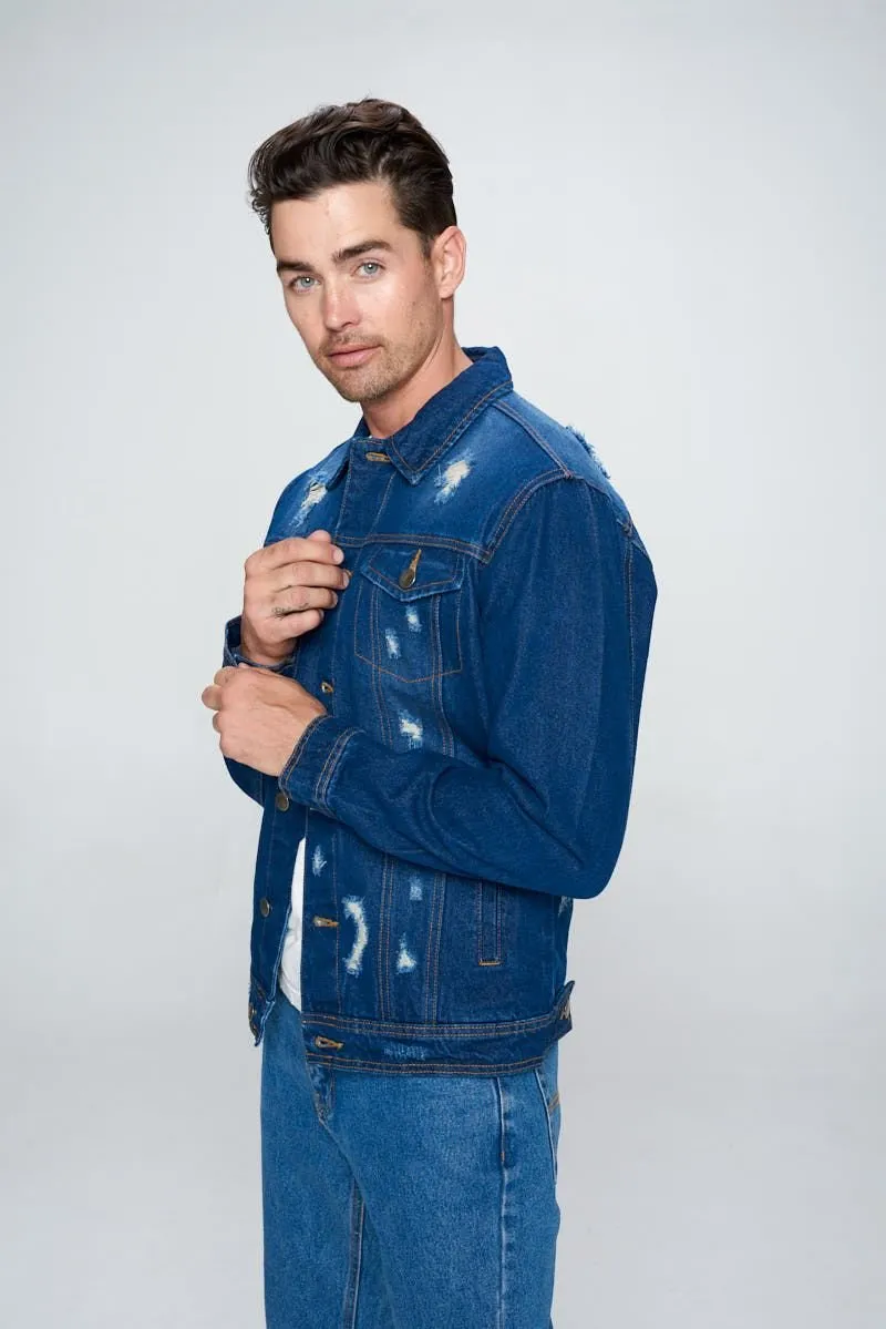 Men's Denim Jacket with Distressed