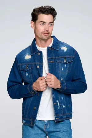 Men's Denim Jacket with Distressed