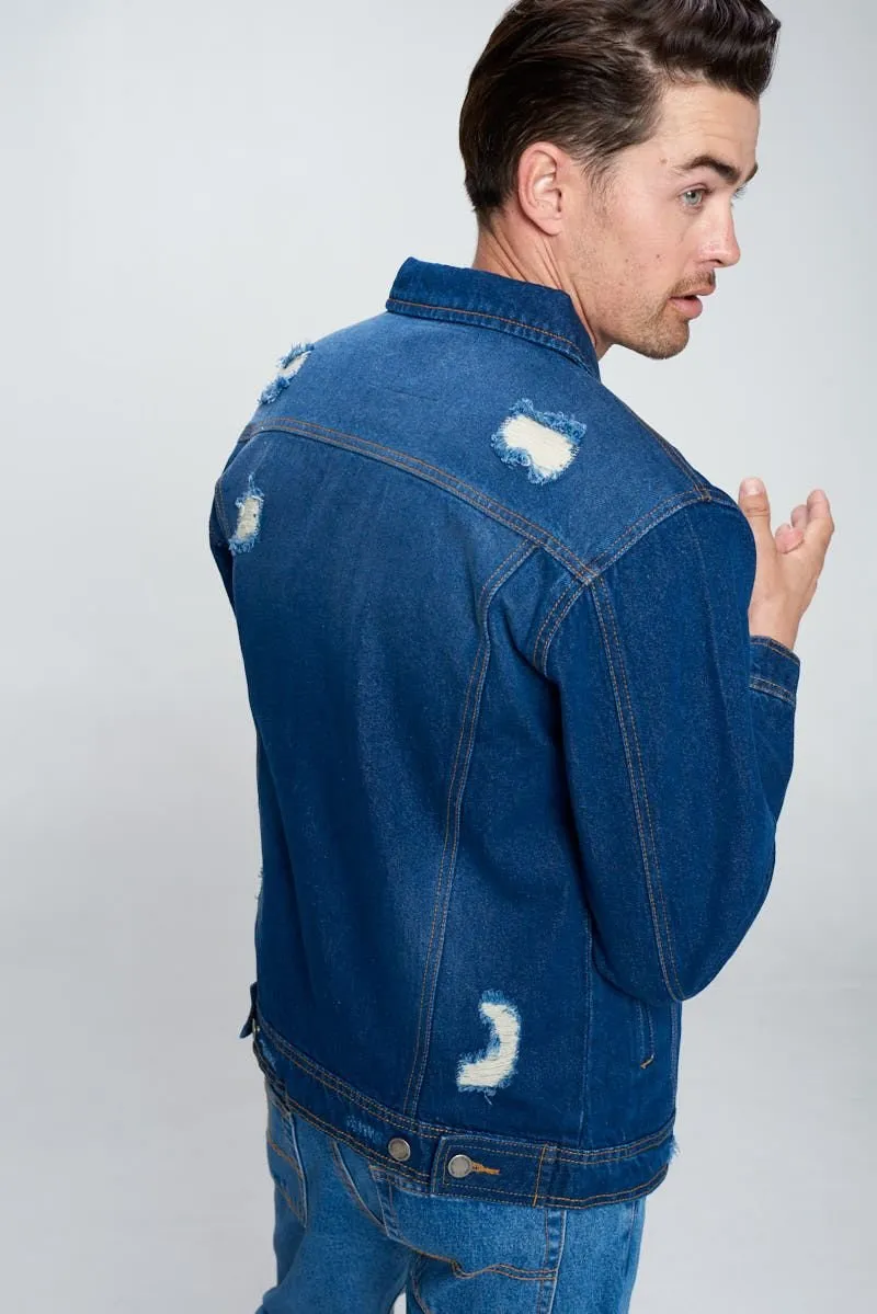 Men's Denim Jacket with Distressed