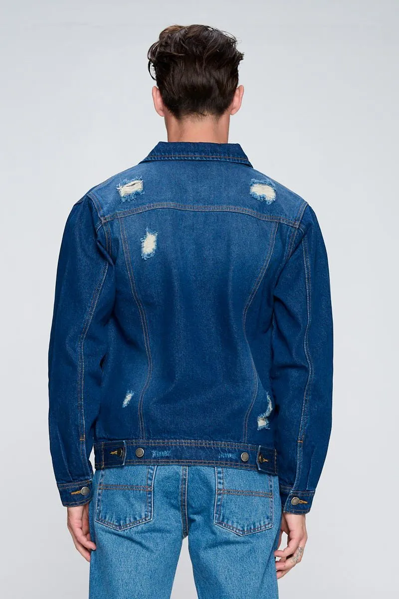 Men's Denim Jacket with Distressed