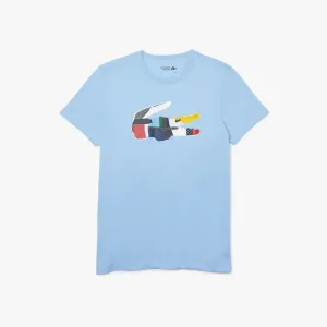 Men's Lacoste SPORT Patchwork Crocodile Print Cotton T-shirt - Blue•HBP- TH0822