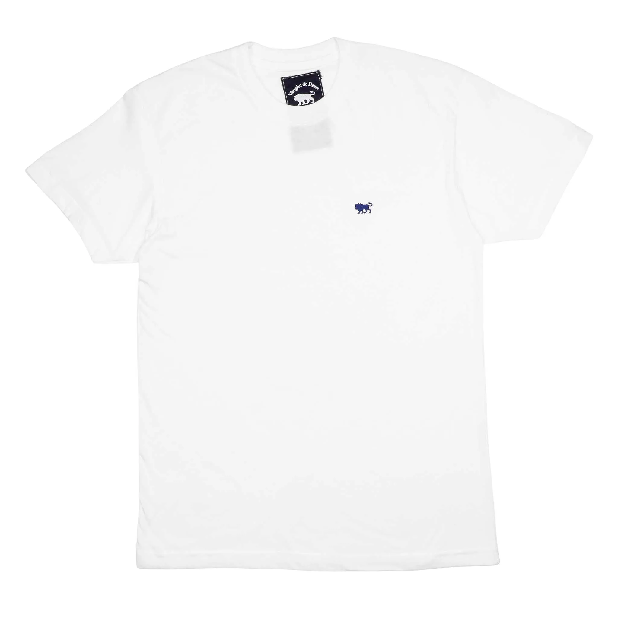 Men's - Lion Embroidered White Crew Neck T-Shirt