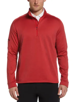 Mens Midweight Waffle Knit Fleece 1/4 Zip Golf Sweater