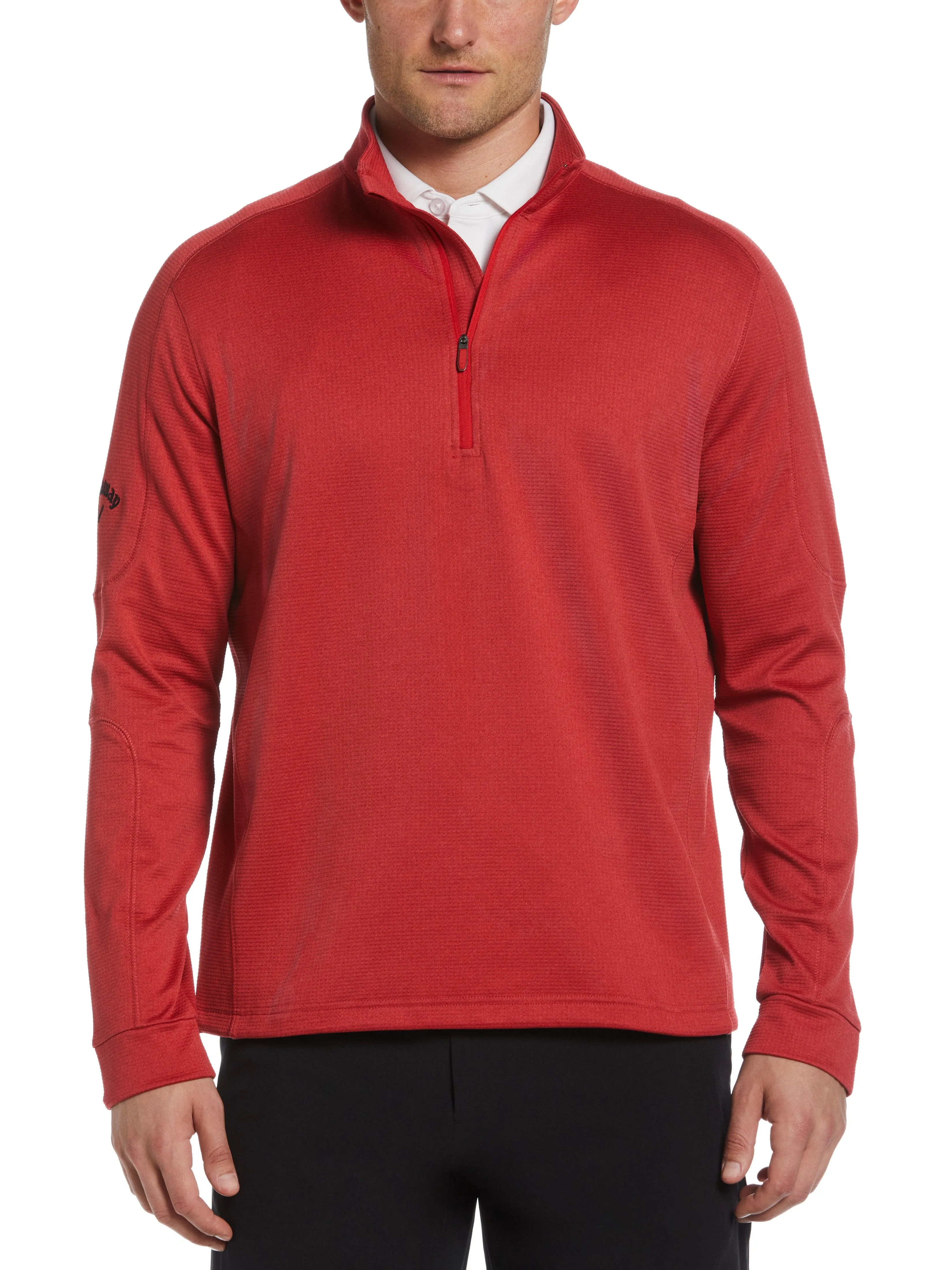 Mens Midweight Waffle Knit Fleece 1/4 Zip Golf Sweater