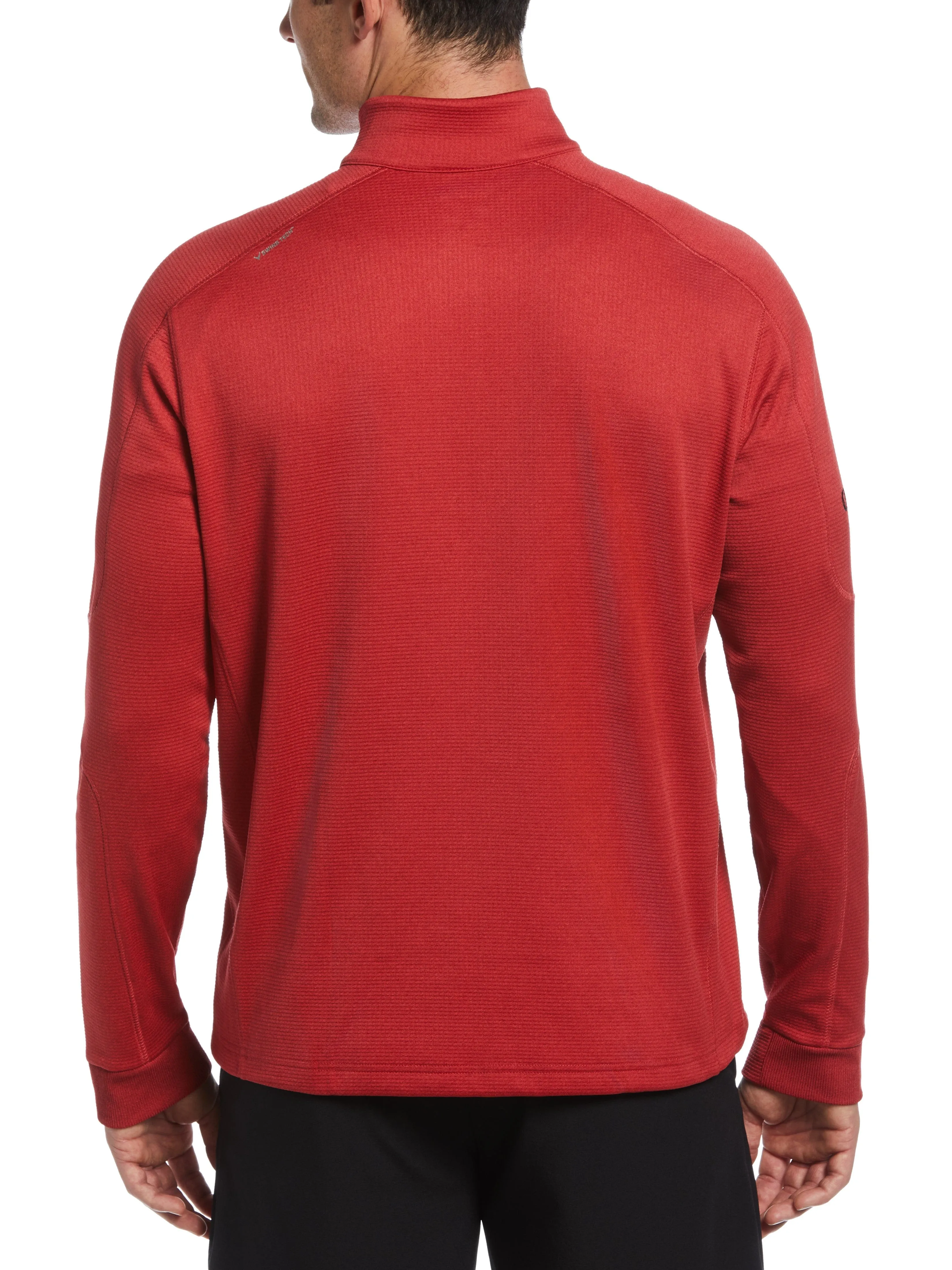 Mens Midweight Waffle Knit Fleece 1/4 Zip Golf Sweater