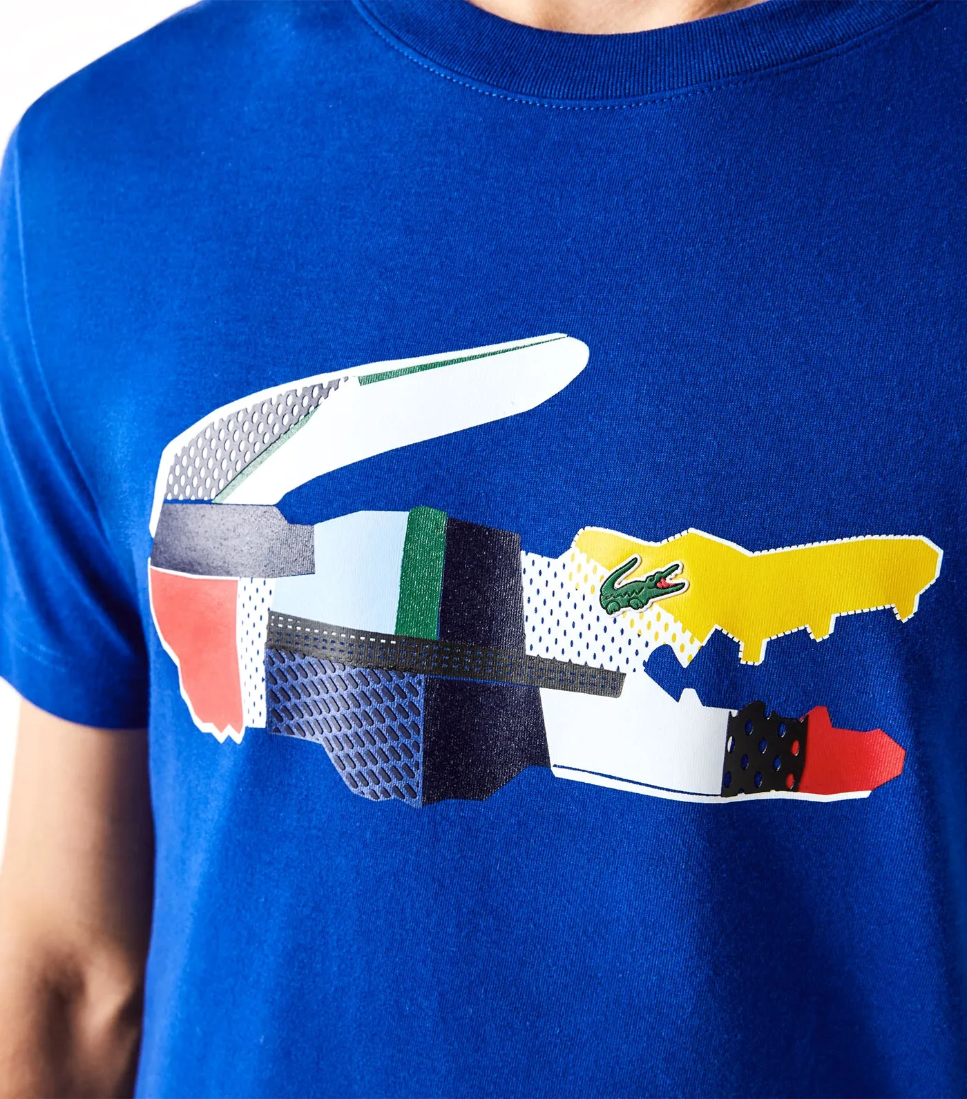 Men's Patchwork Crocodile Print Cotton T-Shirt Cosmic