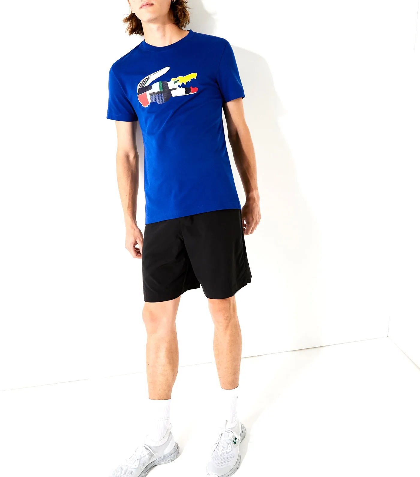 Men's Patchwork Crocodile Print Cotton T-Shirt Cosmic