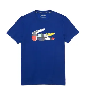 Men's Patchwork Crocodile Print Cotton T-Shirt Cosmic