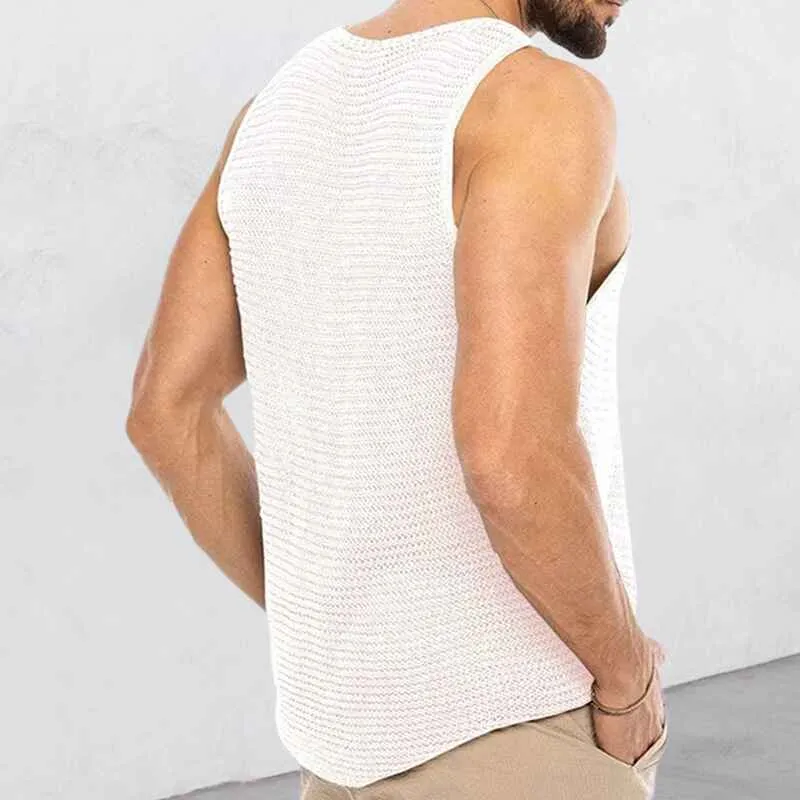 Men's Tank Tops Casual Sleeveless Lightweight Muscle Shirts Knit Loose Cami Shirt Summer Sweater Vest Blouses G083