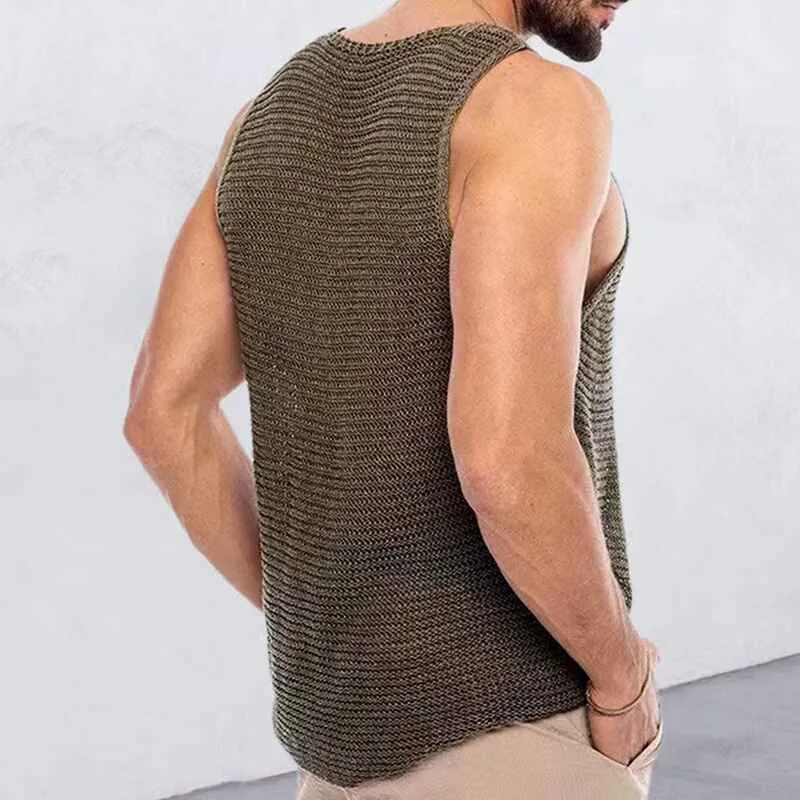 Men's Tank Tops Casual Sleeveless Lightweight Muscle Shirts Knit Loose Cami Shirt Summer Sweater Vest Blouses G083