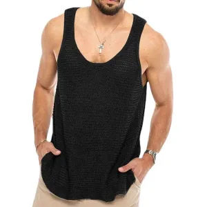 Men's Tank Tops Casual Sleeveless Lightweight Muscle Shirts Knit Loose Cami Shirt Summer Sweater Vest Blouses G083