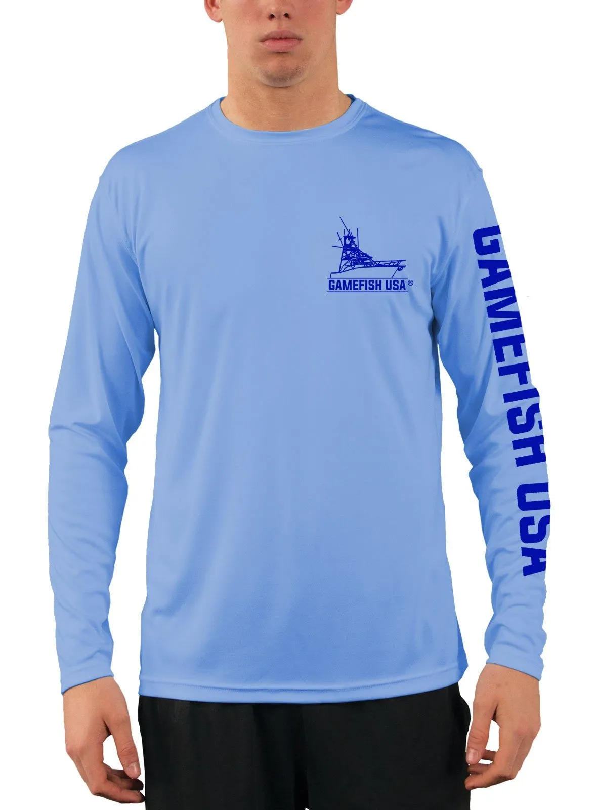 Men's UPF 50 Long Sleeve Microfiber Moisture Wicking Performance Fishing Shirt Gamefish Repeat