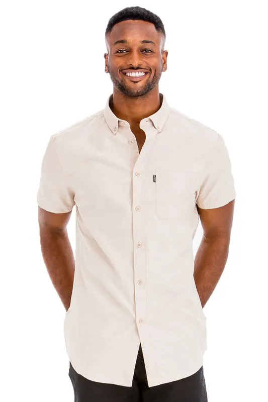 Men's Weiv Casual Short Sleeve Solid Shirt