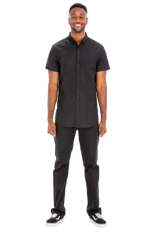 Men's Weiv Casual Short Sleeve Solid Shirt