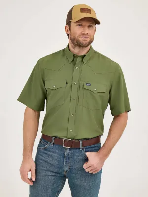 Men's Wrangler Performance Snap Short Sleeve Solid Shirt