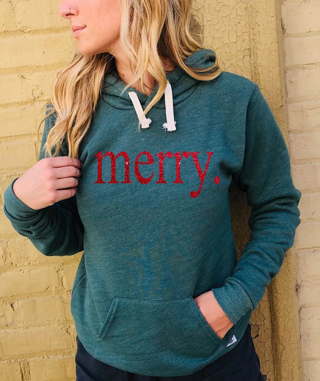 Merry Glitter Christmas Hoodie | Unisex Triblend Hoodie