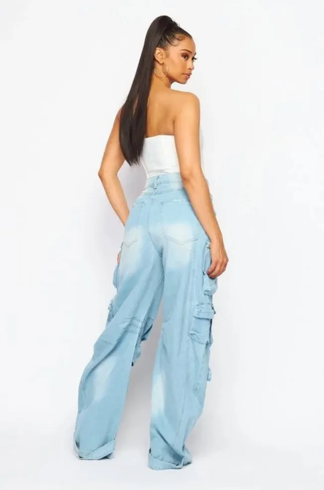 Oversized Cargo Wide Leg Jeans