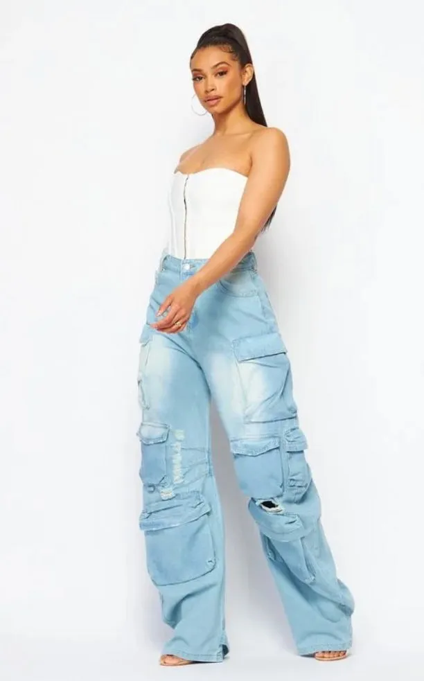 Oversized Cargo Wide Leg Jeans