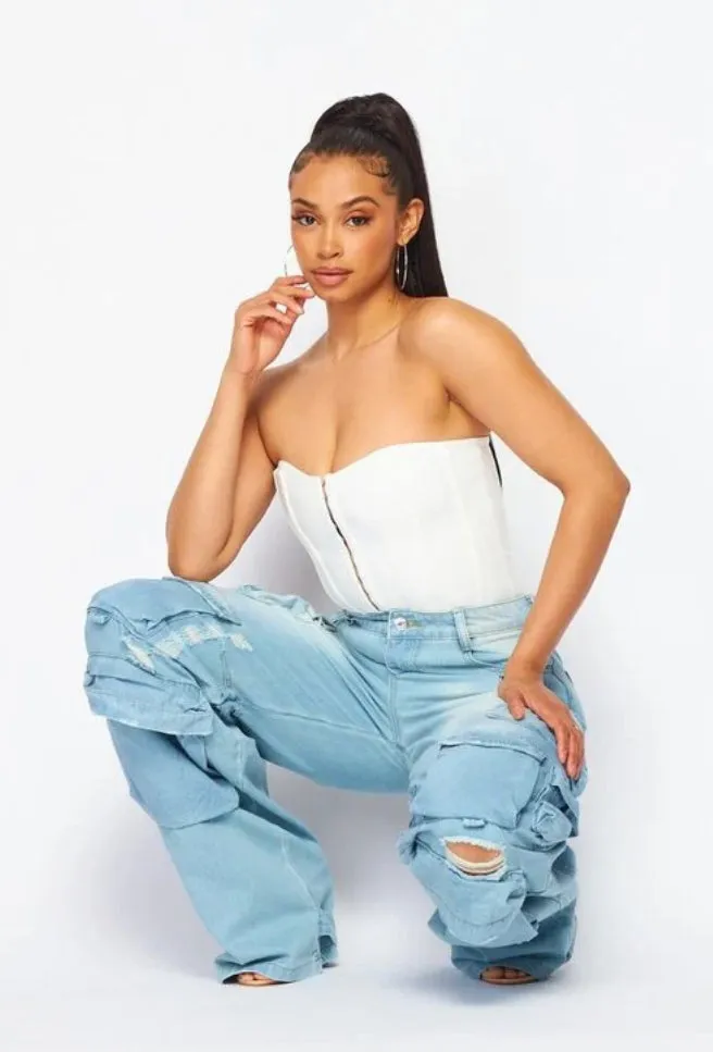 Oversized Cargo Wide Leg Jeans