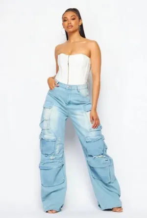 Oversized Cargo Wide Leg Jeans