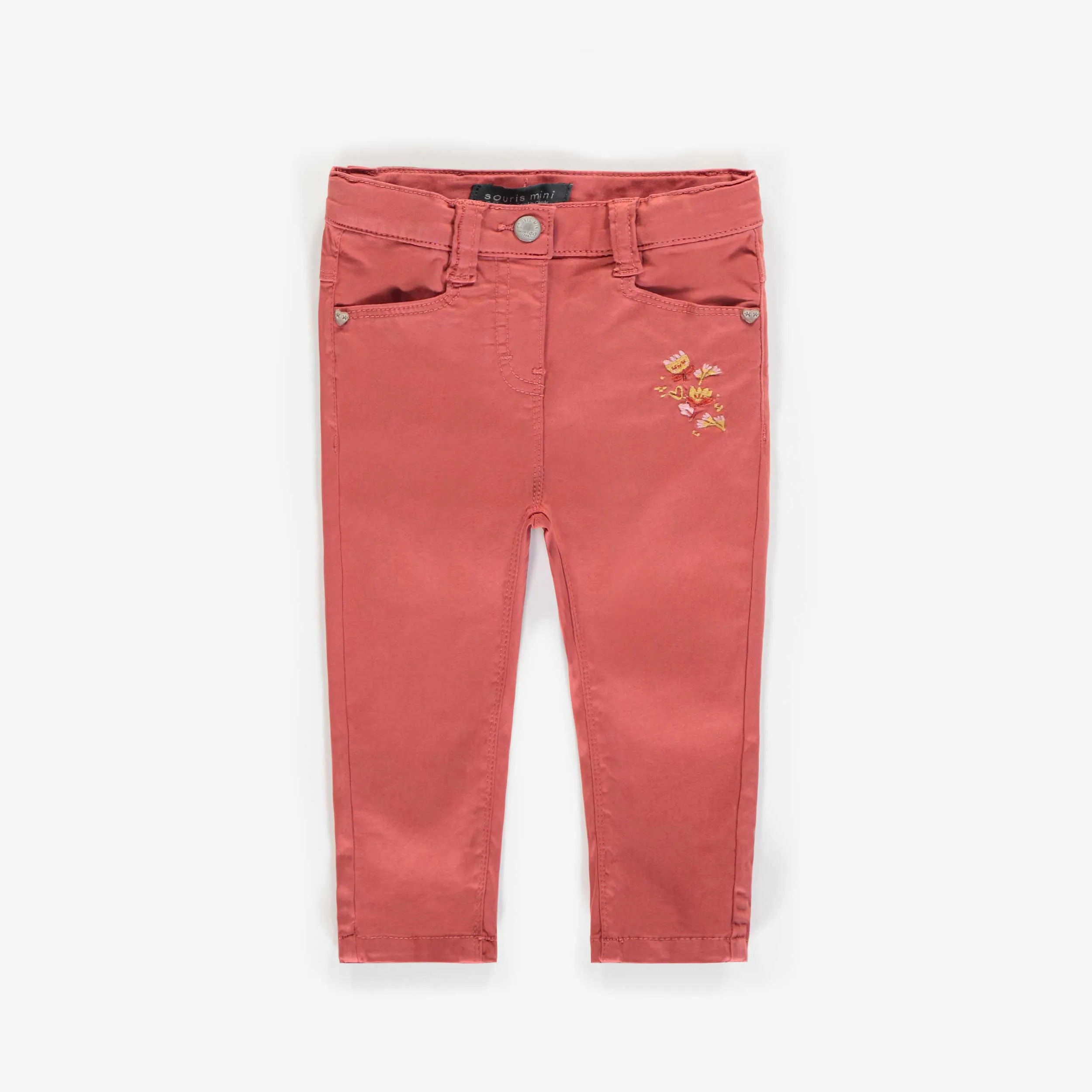 Pantalon en denim rouille extensible coupe ajustée, bébé || Rust stretch denim pants skinny fit, baby