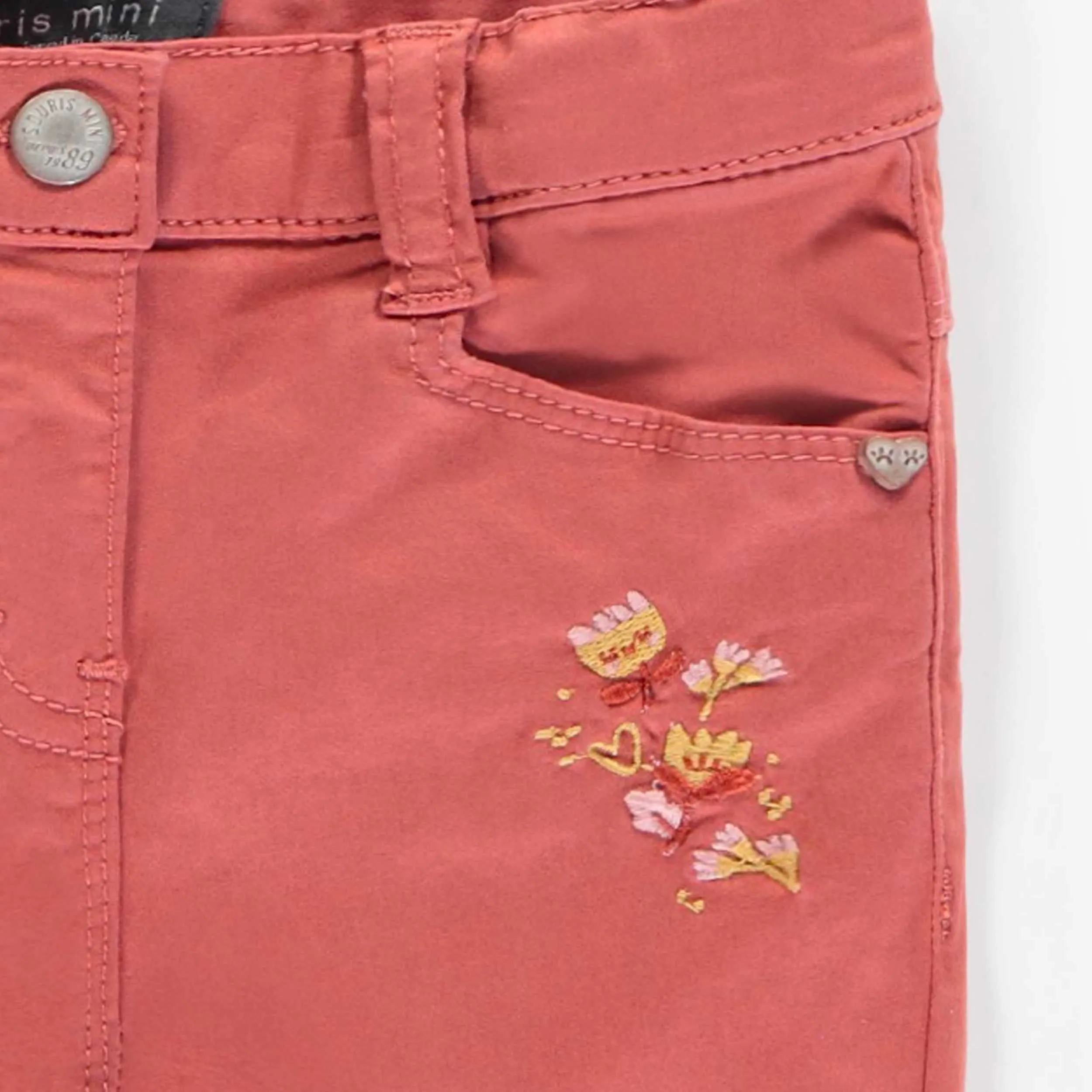 Pantalon en denim rouille extensible coupe ajustée, bébé || Rust stretch denim pants skinny fit, baby