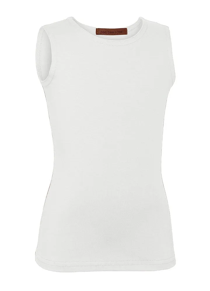PB&J Girls Modal Sleeveless Shell - White
