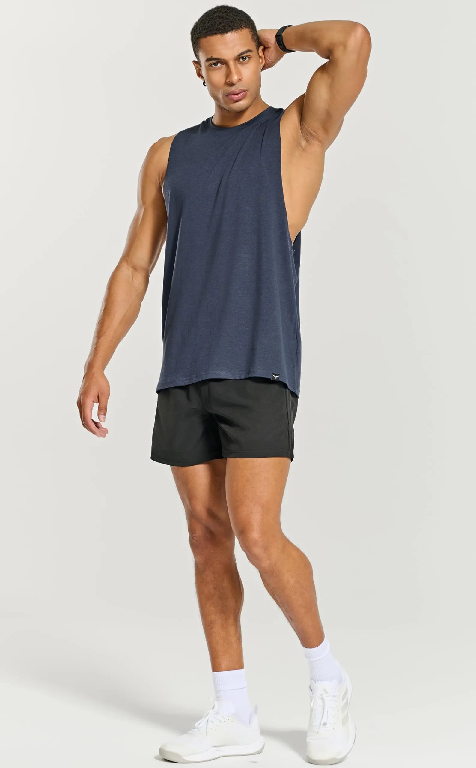 Project Titan Men's Workout Drop Arm Tank Top Cut Off Sleeveless Gym Shirts