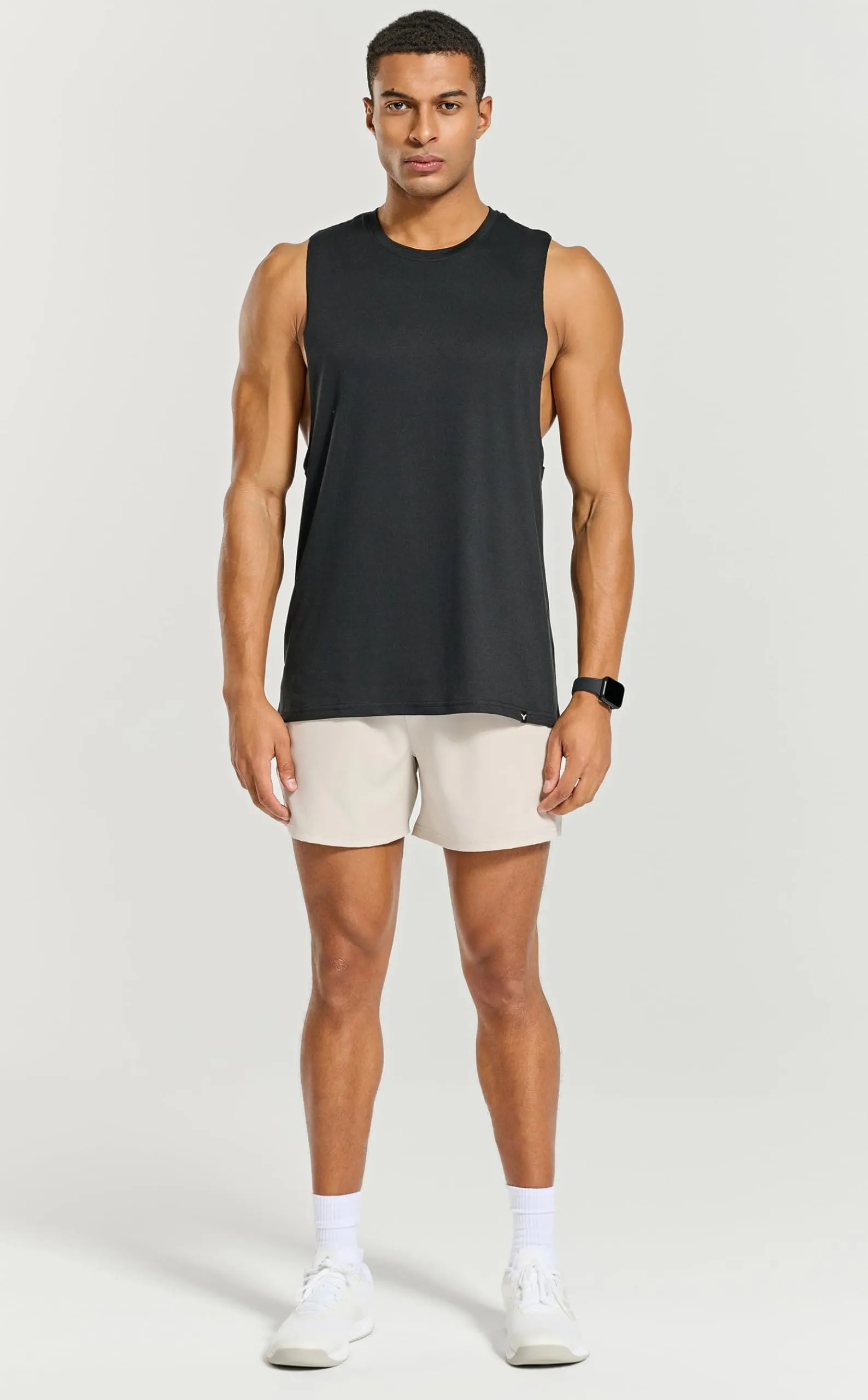 Project Titan Men's Workout Drop Arm Tank Top Cut Off Sleeveless Gym Shirts