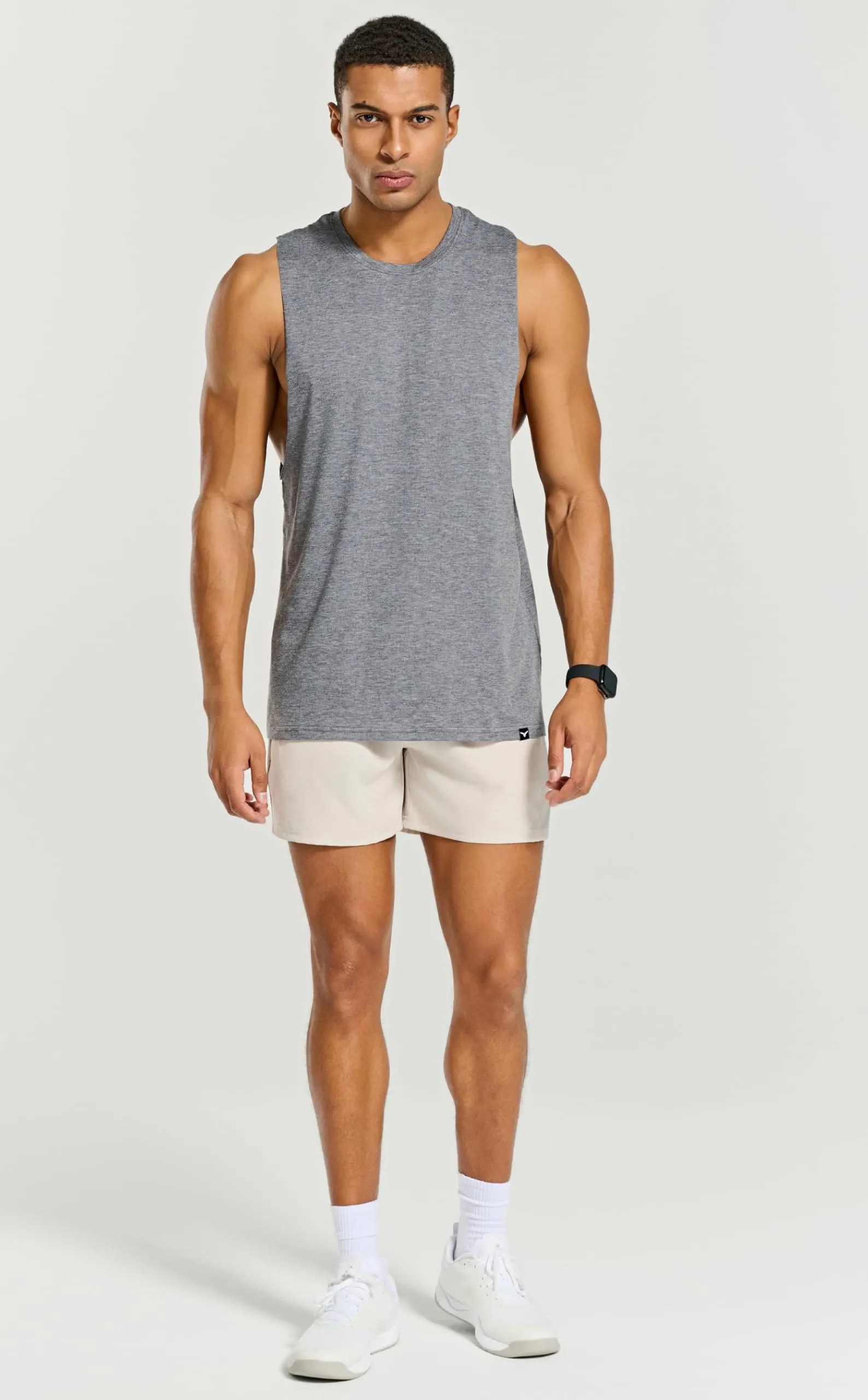 Project Titan Men's Workout Drop Arm Tank Top Cut Off Sleeveless Gym Shirts