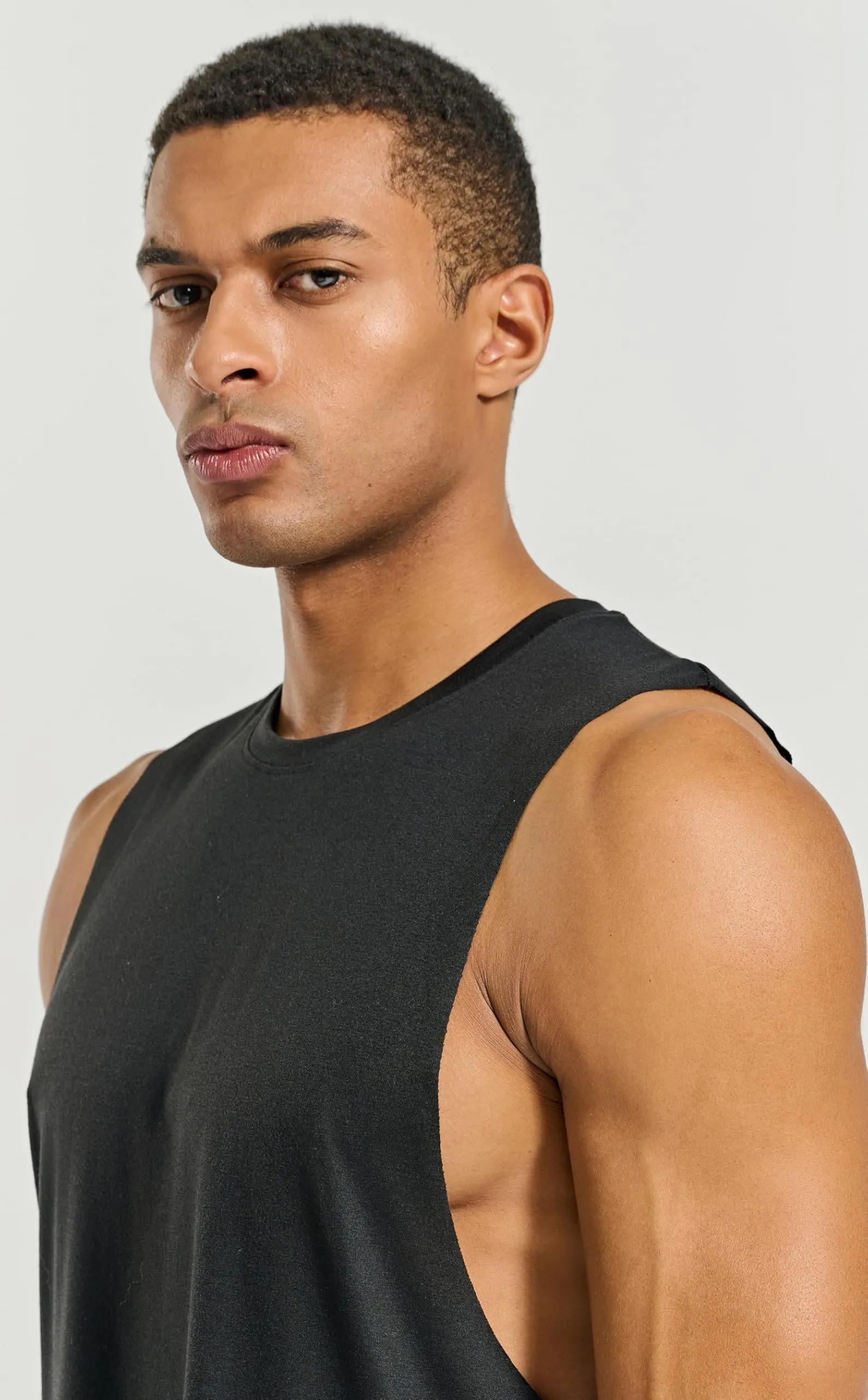 Project Titan Men's Workout Drop Arm Tank Top Cut Off Sleeveless Gym Shirts