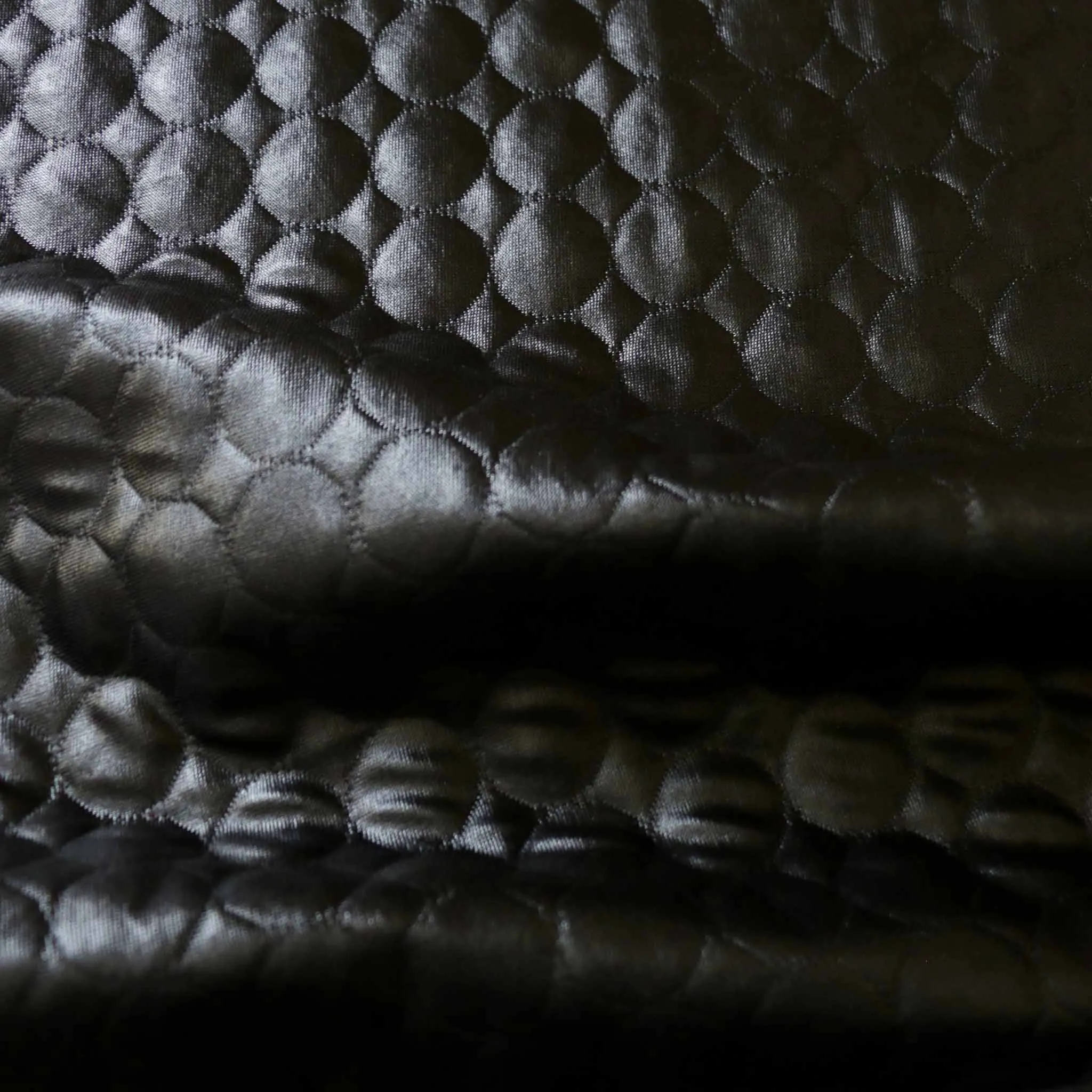 Quilted Jersey Fabric - Black circle