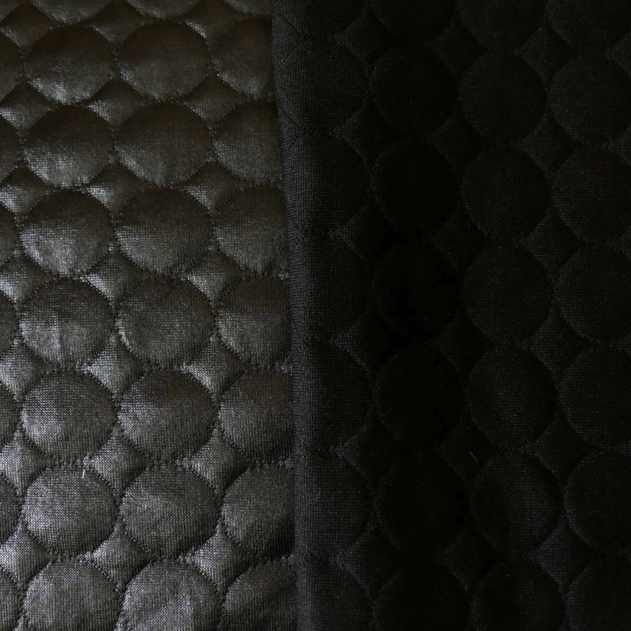 Quilted Jersey Fabric - Black circle