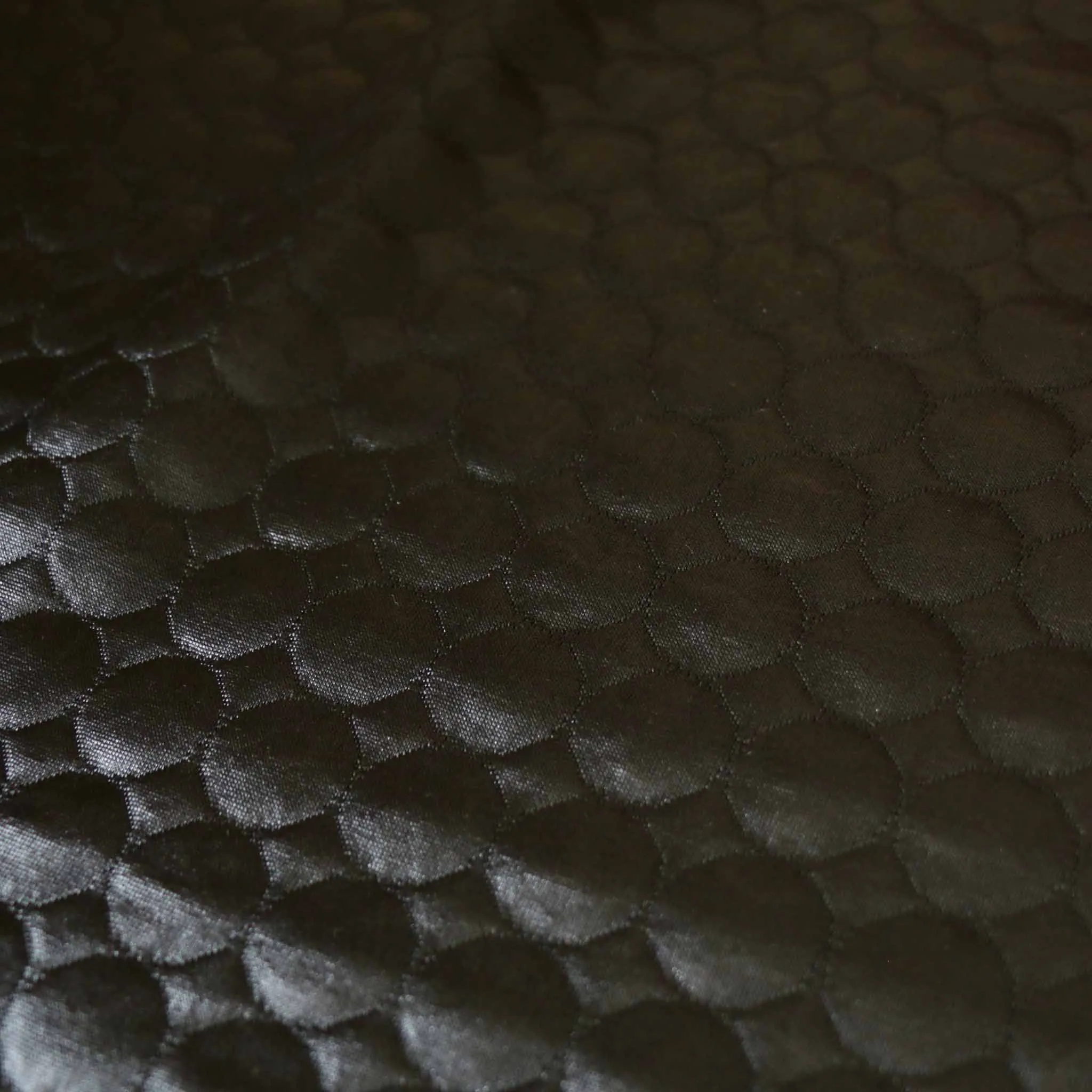 Quilted Jersey Fabric - Black circle
