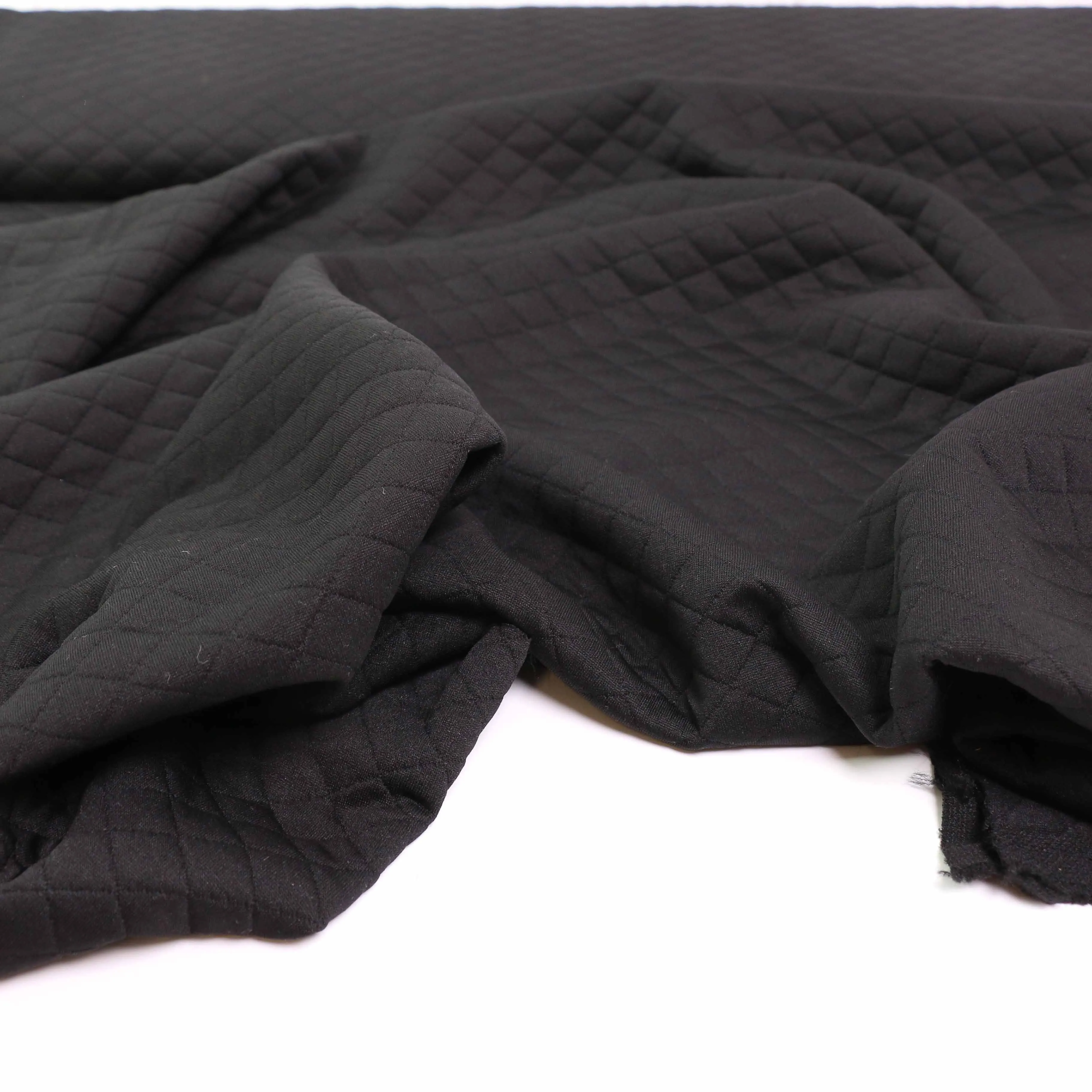 Quilted Jersey Fabric - Black diamond