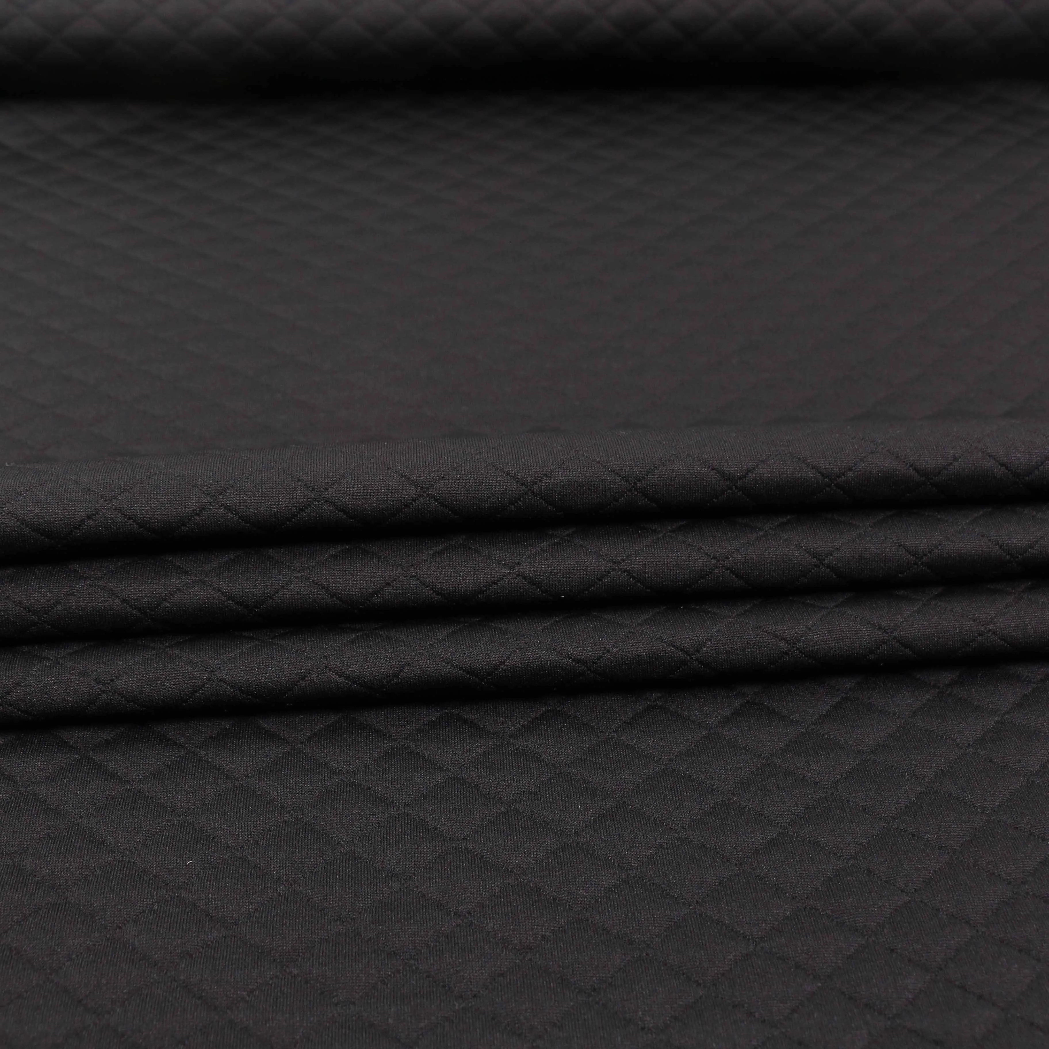 Quilted Jersey Fabric - Black diamond