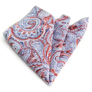 Red White Paisley Mens Pocket Square - Premium Silk Handkerchiefs for Suits
